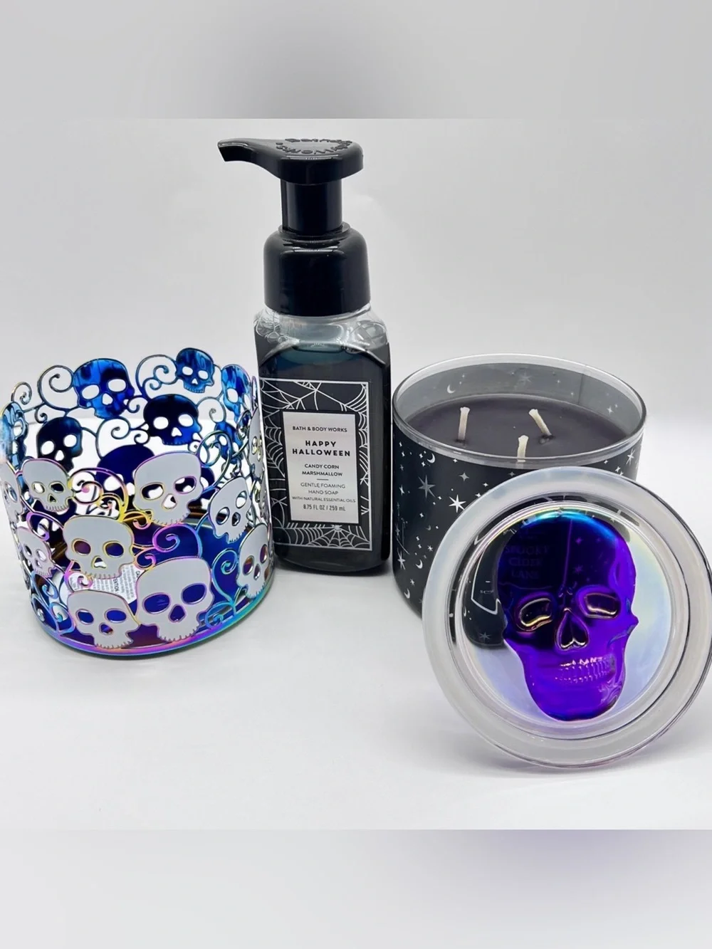BBW Spooky Cider Lane Skull Lid Halloween 3-Piece Collector Set
